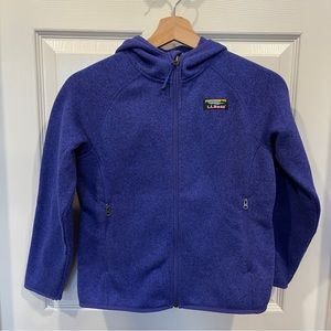 Kids’ LL Bean Sweater Fleece, Hooded, Purple S
